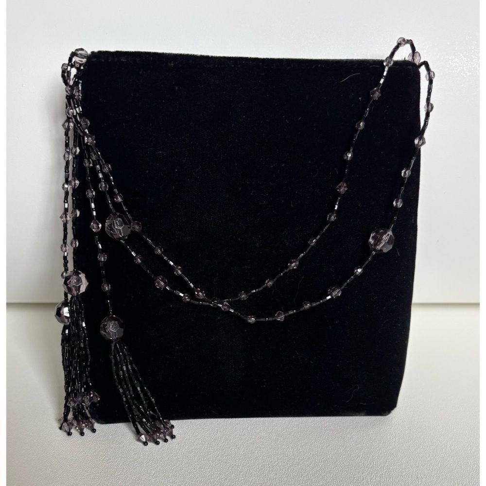 Vintage La Regale Black Velvet Mini Bag with Beaded Tassels